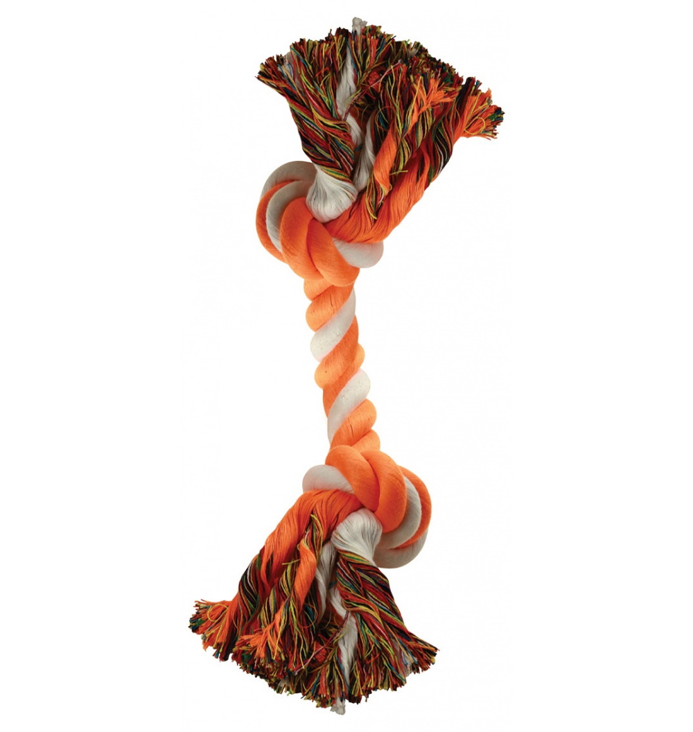 Игрушка веревочная оранжево-белая 30 см 2 узла Dog Fantasy от зоомагазина Дино Зоо