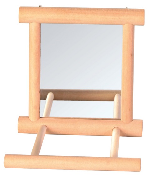 Зеркало в деревянной раме с колокольчиком и жердочкой Trixie от зоомагазина Дино Зоо