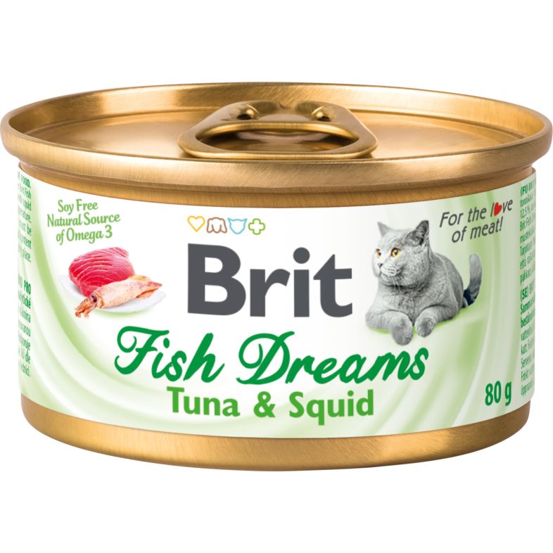 Консервы для кошек Fish Dreams Tuna & Squid Тунец и кальмар 80 г, Brit