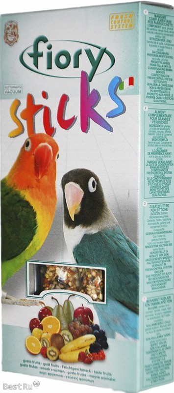 Палочки для средних попугаев Sticks с фруктами 2х60 г, Fiory от зоомагазина Дино Зоо