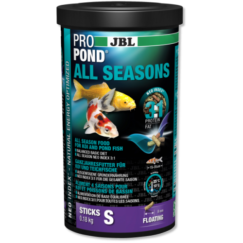 JBL ProPond All Seasons S - Основной всесезонный корм в форме плавающих палочек для карпов кои небол