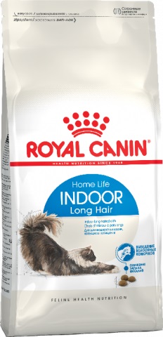 Indoor Long Hair корм для длинношерстных кошек от 1 до 7 лет, Royal Canin