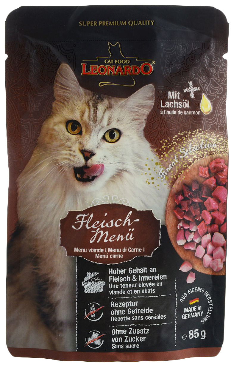 пауч для кошек, мясо, Leonardo