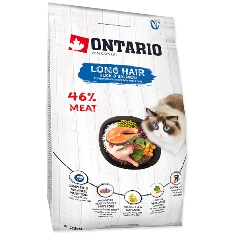 Ontario сухой корм для длинношерстных кошек утка/рыба