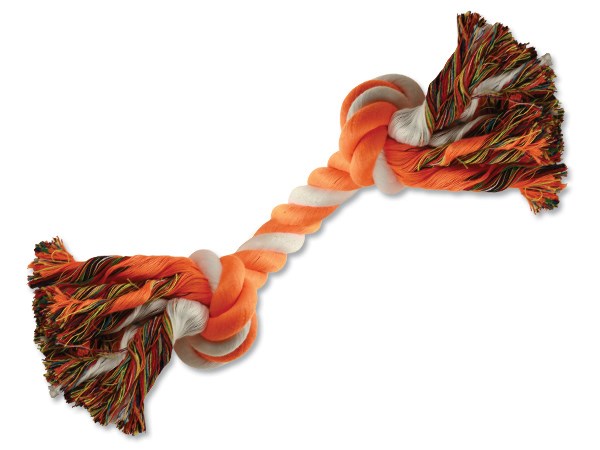 Игрушка веревочная оранжево-белая 20см 2 узла, Dog Fantasy