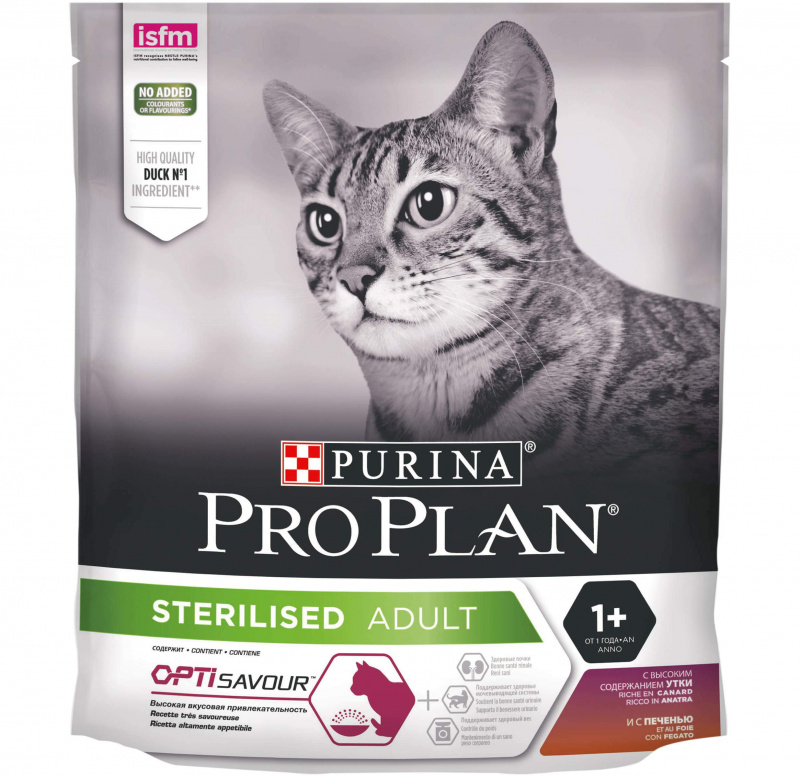 Purina Pro Plan  Sterilised  корм для кастрированных кошек Утка/Печень
