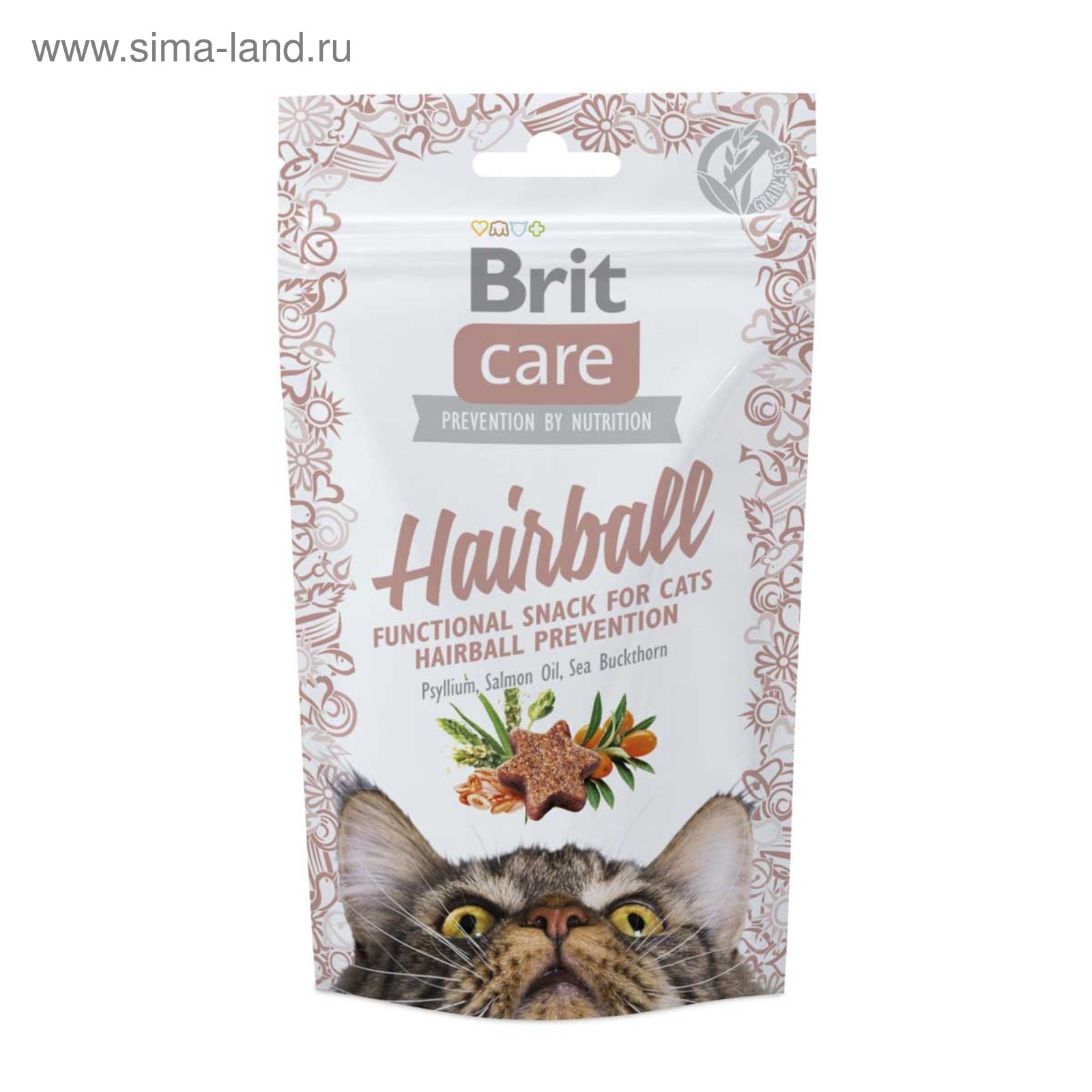 Care Hairball лакомство для кошек для вывода комков шерсти, Brit