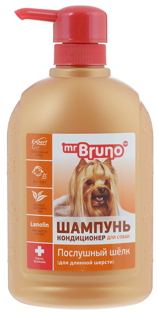Шампунь-кондиционер для собак  "Послушный шелк", для длинной шерсти, Mr.Bruno