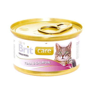 Care Cat консервы для кошек, с тунцом и лососем, Brit от зоомагазина Дино Зоо