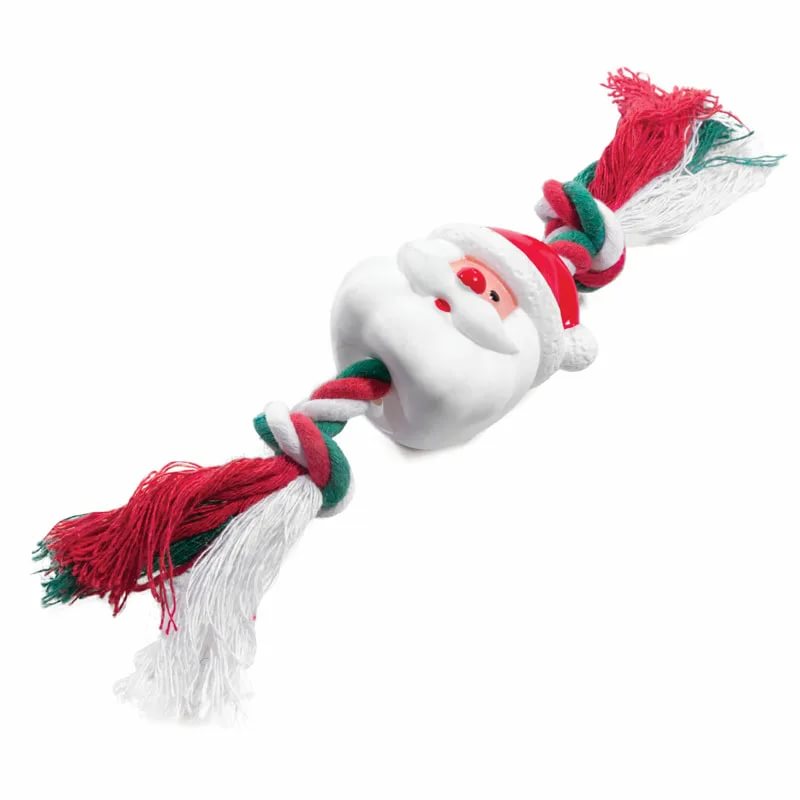 Игрушка NEW YEAR для собак Дед Мороз с веревкой, 60/220 мм Triol