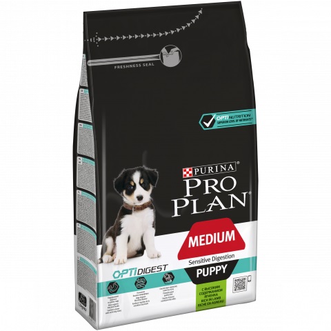 Medium Puppy Sensitive корм для щенков средних пород с чувствительным пищеварением, с ягненком, Purina Pro Plan 1,5 кг от зоомагазина Дино Зоо
