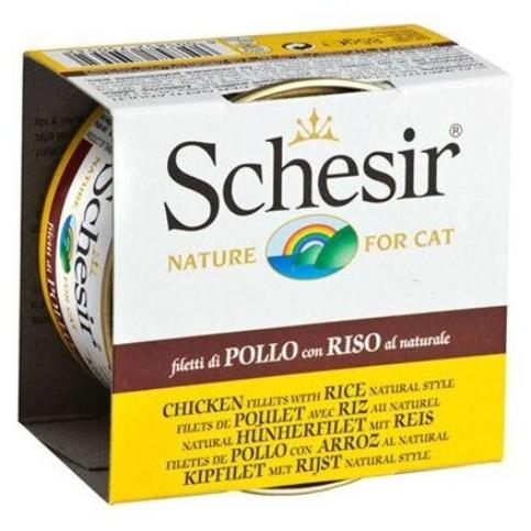 Schesir 85 гр консервы для кошек Цыпленок/рис (банка)