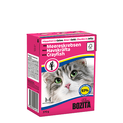 BOZITA Feline Srayfish Tetra Pak  370 г  консервы для кошек кусочки в желе с лангустами от зоомагазина Дино Зоо