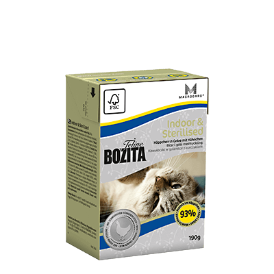 BOZITA Feline Funktion 190 г Indoor & Sterilised Tetra Pak консервы кусочки в желе с курицей для домашних кошек