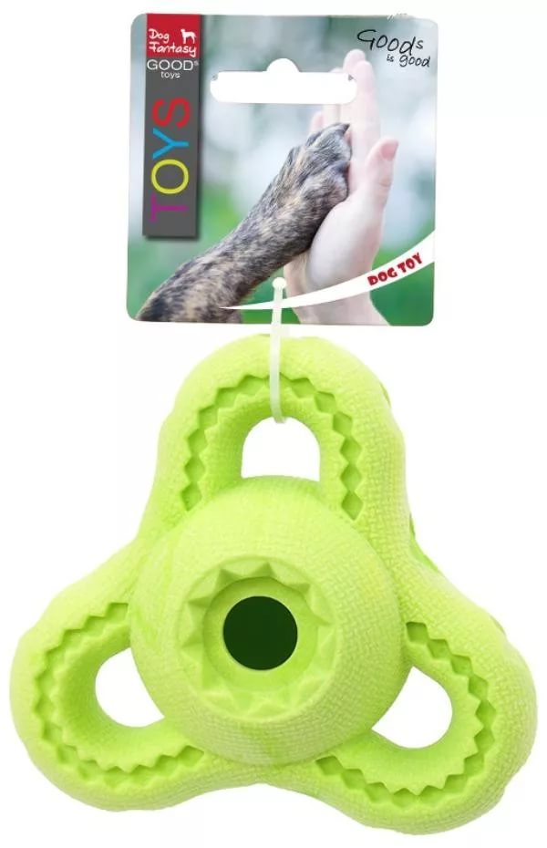 Игрушка для собак резиновая треугольник для угощений зеленый 13 см Dog Fantasy от зоомагазина Дино Зоо