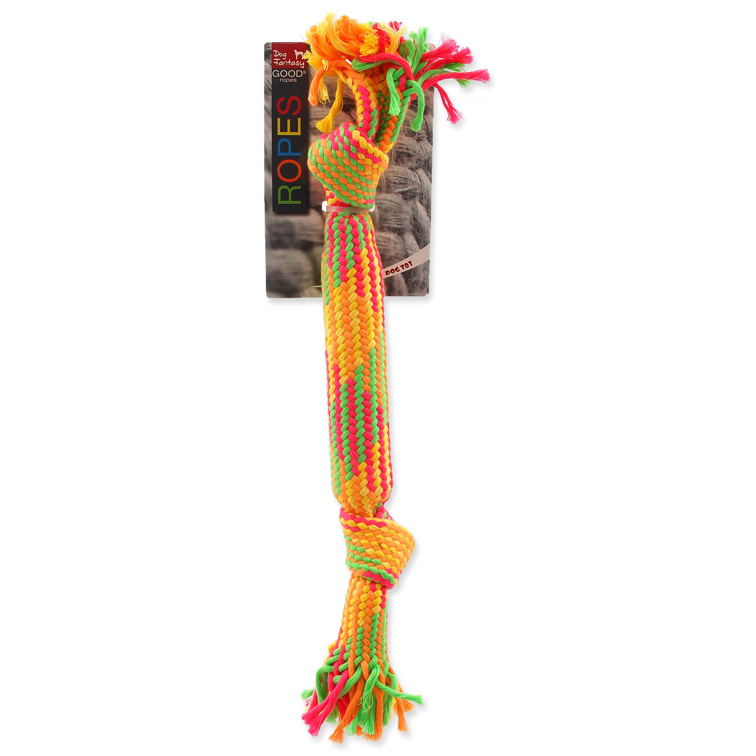 Игрушка веревочная разноцветная с 2 узлами 40см, Dog Fantasy
