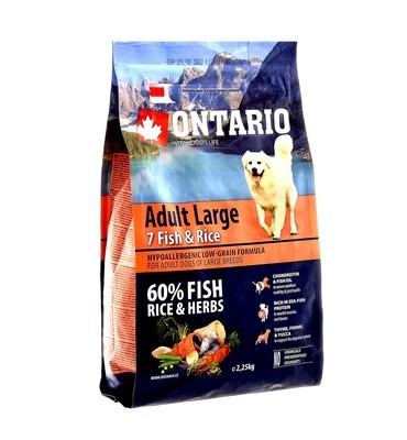 Ontario корм сухой для взрослых собак крупных пород с рыбой и рисом от зоомагазина Дино Зоо