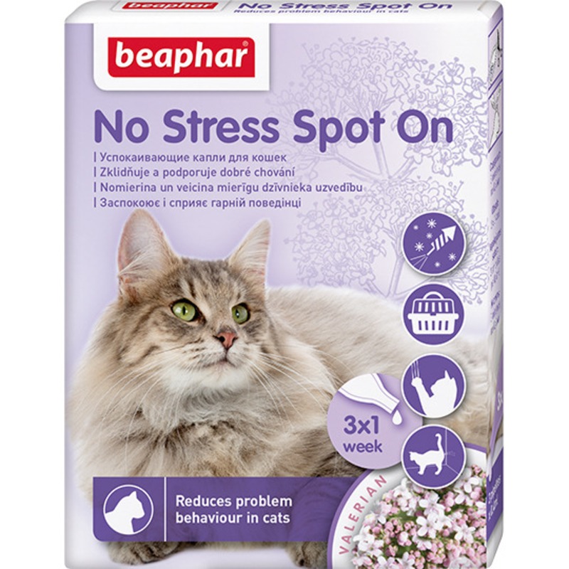 Beaphar Успокаивающие капли No Stress Spot On для кошек (3 пипетки) от зоомагазина Дино Зоо
