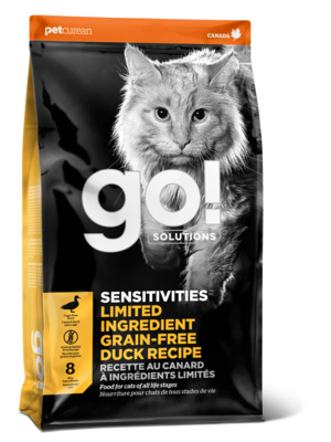 GO! Корм сухой для котят и кошек беззерновой с чувствительным пищеварением Утка от зоомагазина Дино Зоо