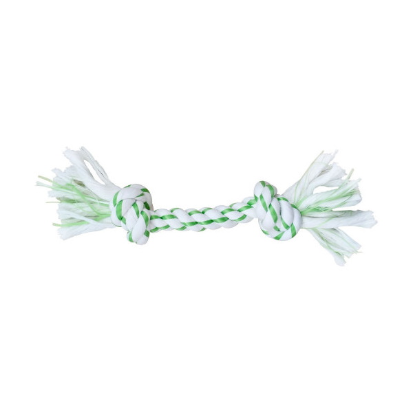 Игрушка веревочная зелено-белая 20 см 2 узла Dog Fantasy