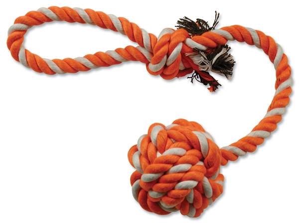 Игрушка веревочная оранжево-белая 35 см с 1 крупным узлом Dog Fantasy