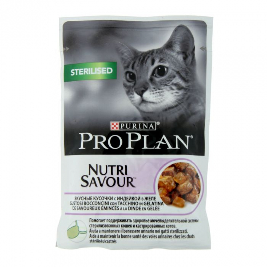 Purina Pro Plan Корм влажный для домашних кошек Индейка желе (пауч)