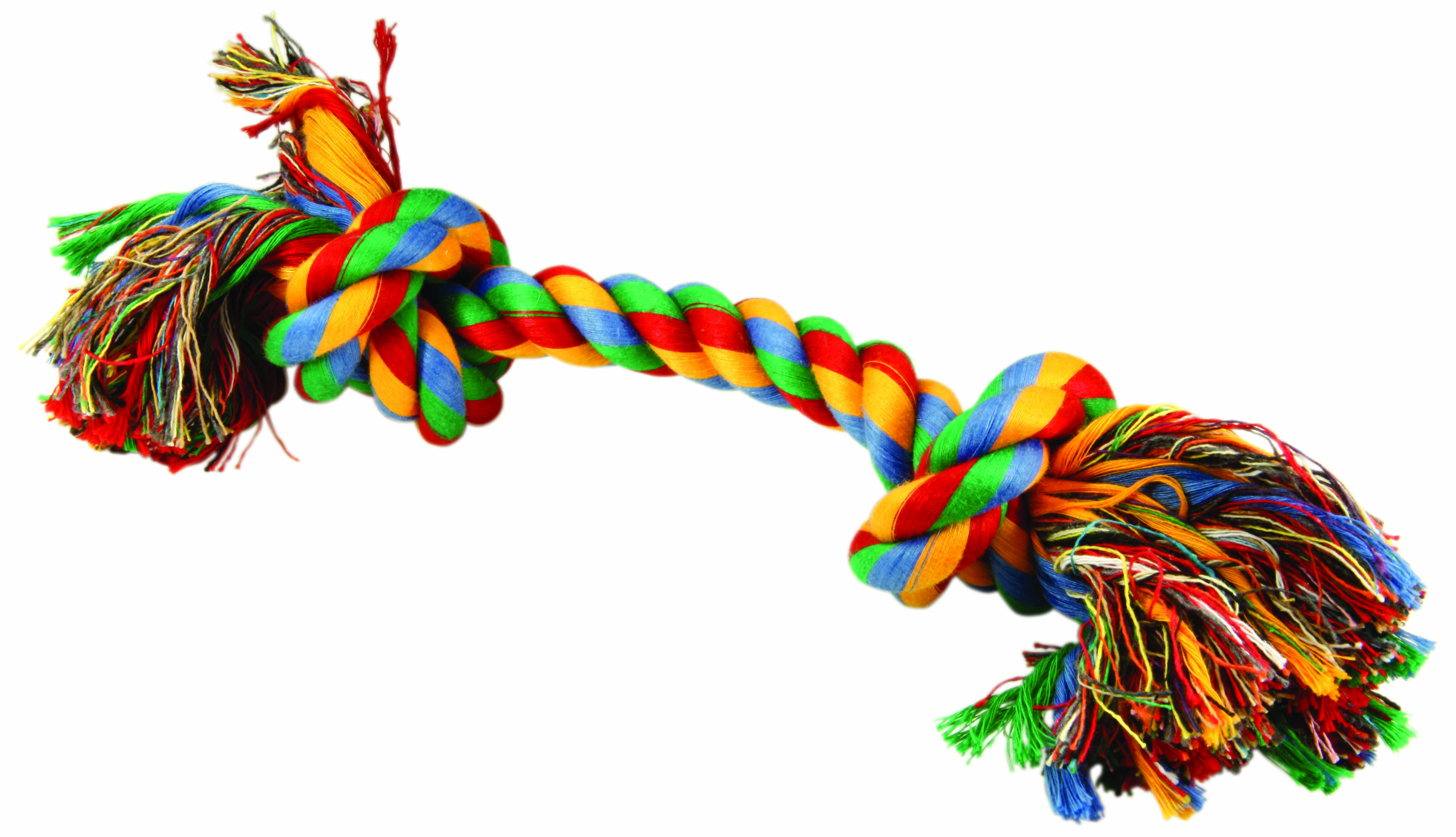 Игрушка веревочная разноцветная с 2 узлами 30см, Dog Fantasy