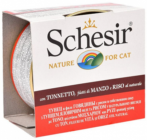 Schesir 85 г консервы для кошек тунец/говядина/рис