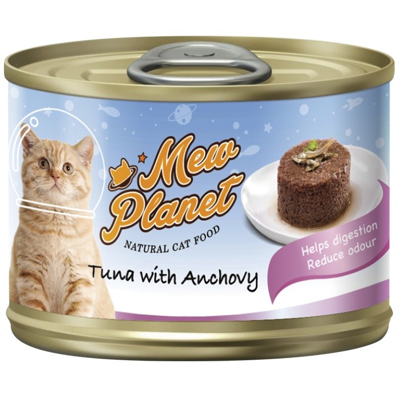Pettric Mew Planet Корм консервированный для кошек Тунец/Анчоусы паштет от зоомагазина Дино Зоо
