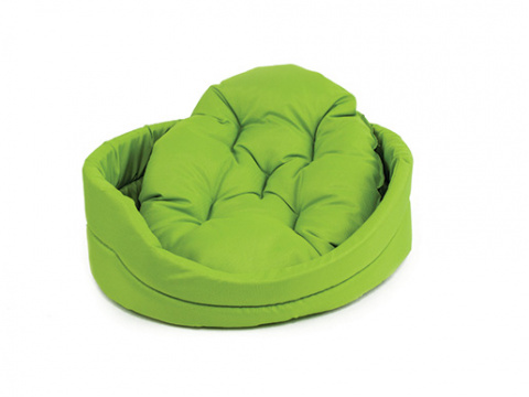 лежанка овальная с подушкой зеленая 48*40*15см, Dog Fantasy