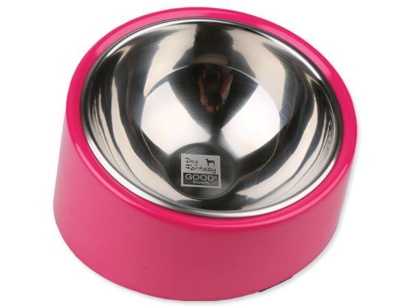 миска металлическая 160мл. розовая с наклоном, Dog Fantasy от зоомагазина Дино Зоо