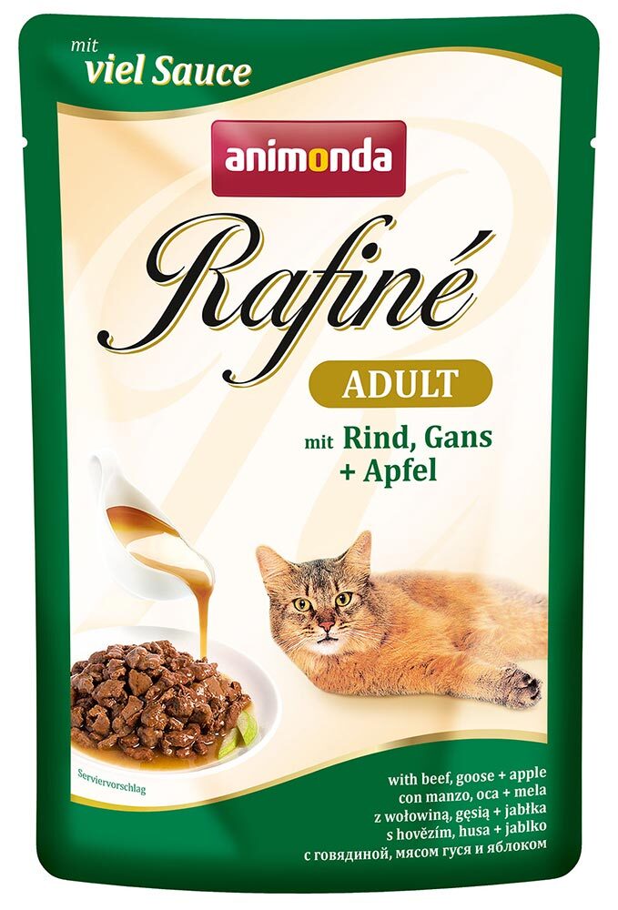 Rafine Adult влажный корм для кошек с говядиной, мясом гуся и яблоком, Animonda от зоомагазина Дино Зоо