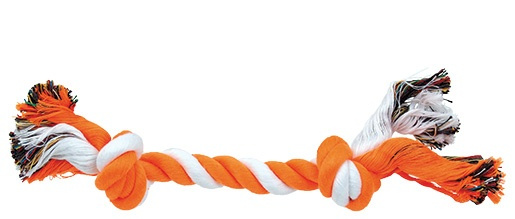 Игрушка веревочная оранжево-белая 25 см 2 узла Dog Fantasy