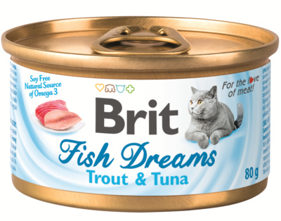 Брит  80 г консервы для кошек Fish Dreams Brit Fish Dreams Trout & Tuna Форель и тунец