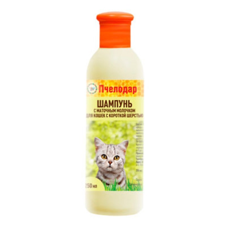 Шампунь  для короткошерстных кошек с маточным молочком, Пчелодар