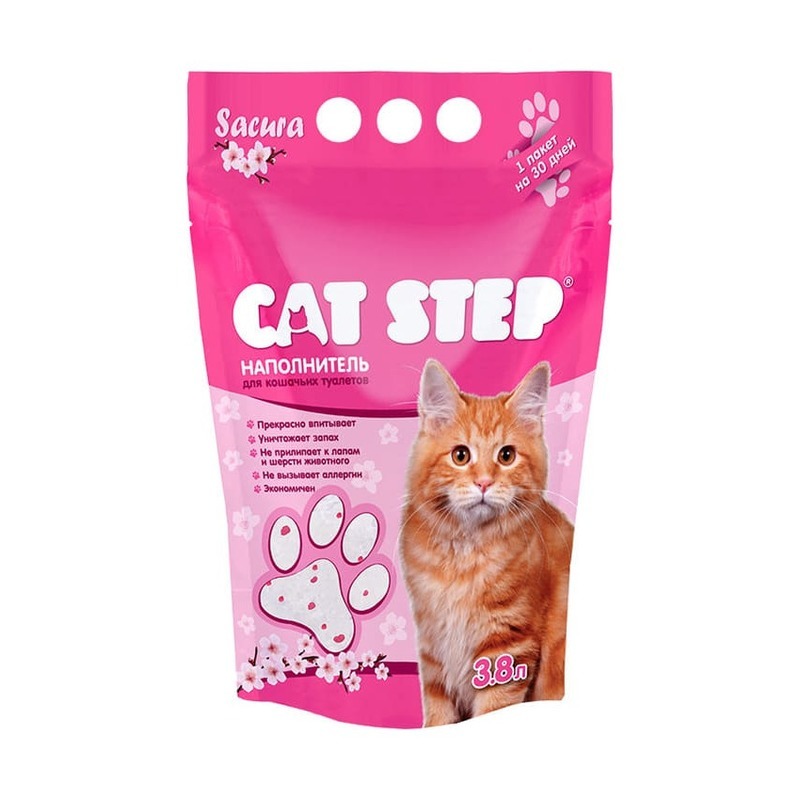 Наполнитель для кошачьих туалетов Cat Step "Сакура" 3,8л, силикагелевый впитывающий от зоомагазина Дино Зоо