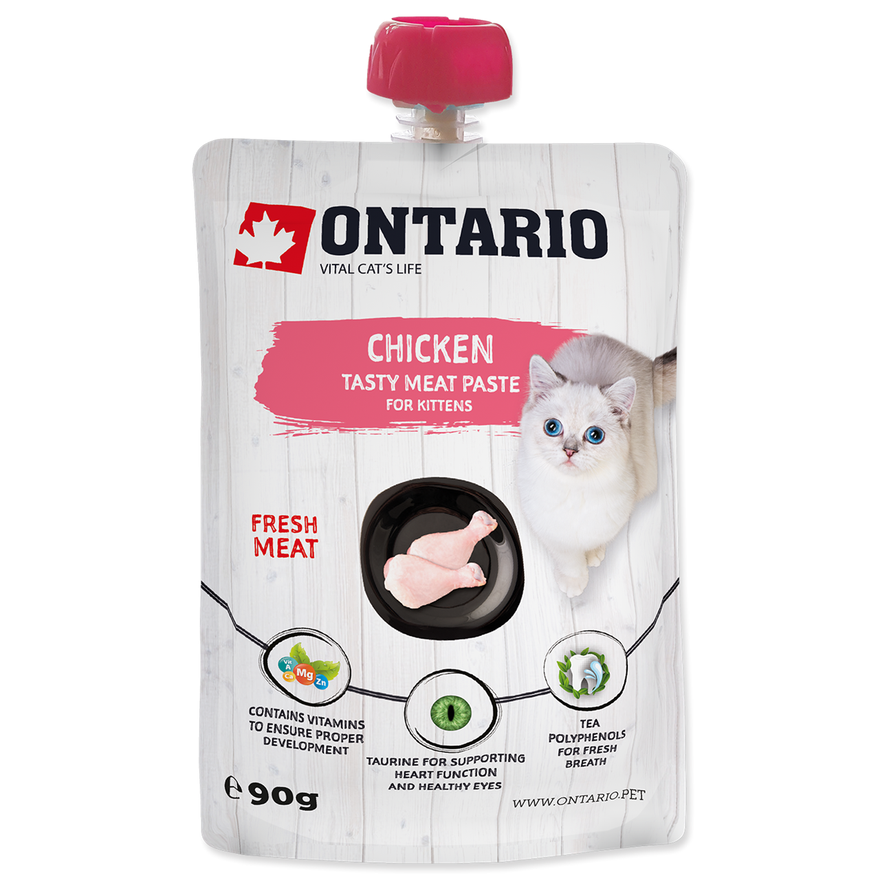Ontario паста из свежего мяса курицы для котят 90г