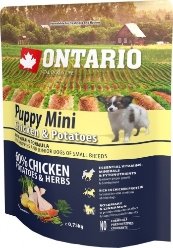 Ontario корм сухой для щенков мини пород с курицей и картофелем
