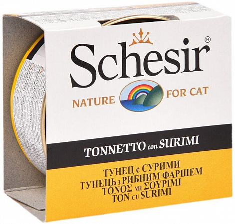 Schesir 85 г Корм консервы для кошек тунец/сурими (банка)