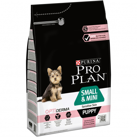 Small & Mini Puppy Sensitive Skin корм для щенков мелких пород с чувствительной кожей, с лососем, Purina Pro Plan
