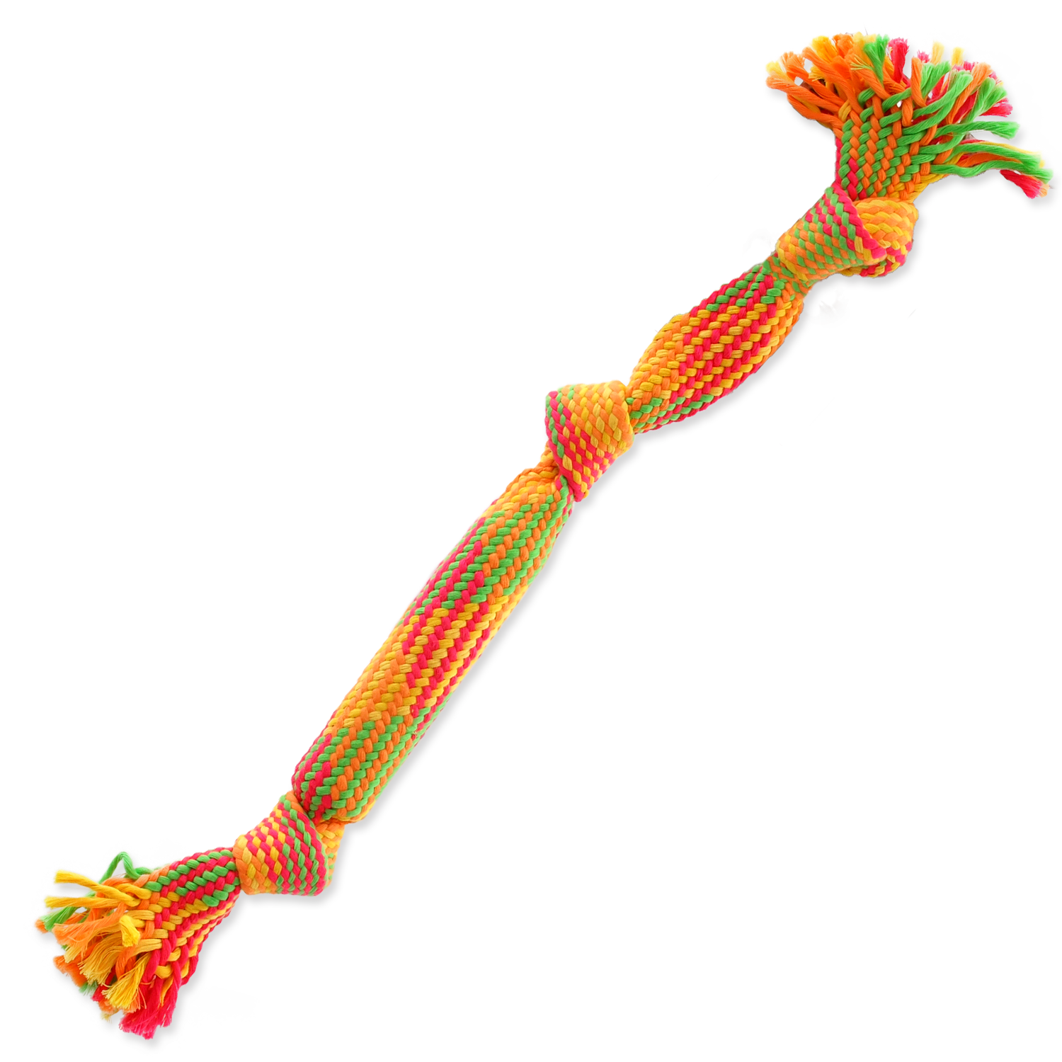 Игрушка веревочная разноцветная с 3 узлами 53см, Dog Fantasy от зоомагазина Дино Зоо