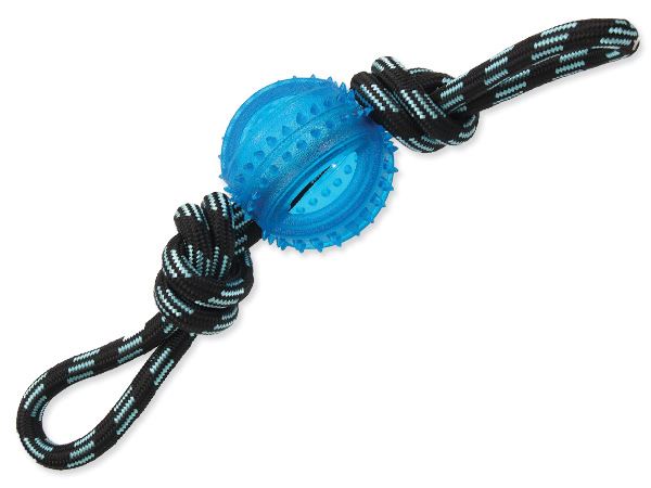 Игрушка для собак резиновая мячик синий на веревке 33 см  Dog Fantasy от зоомагазина Дино Зоо