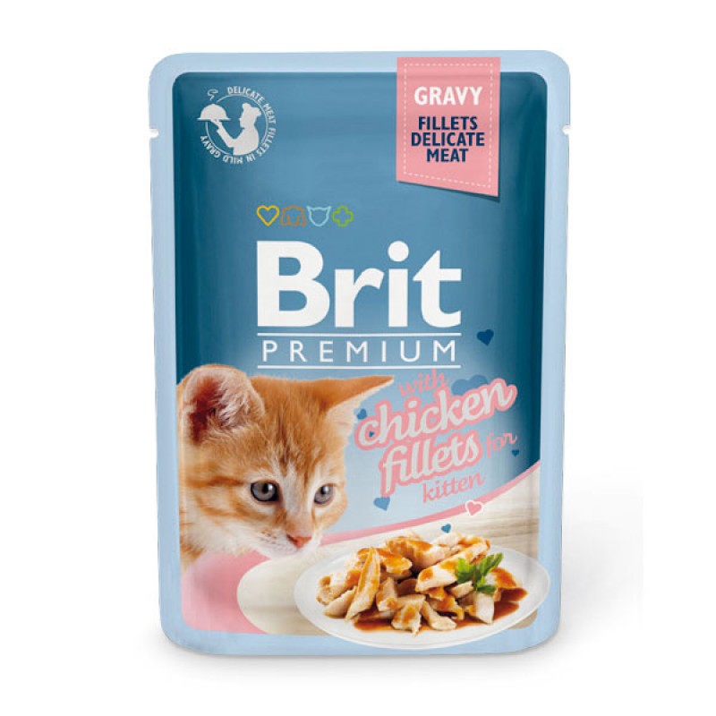 Пауч для котят GRAVY Chiсken fillets for kitten Кусочки из куриного филе, Brit
