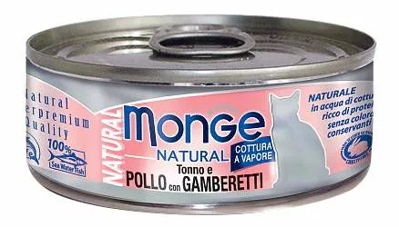 Monge Cat Natural консервы для кошек тунец с курицей и креветками