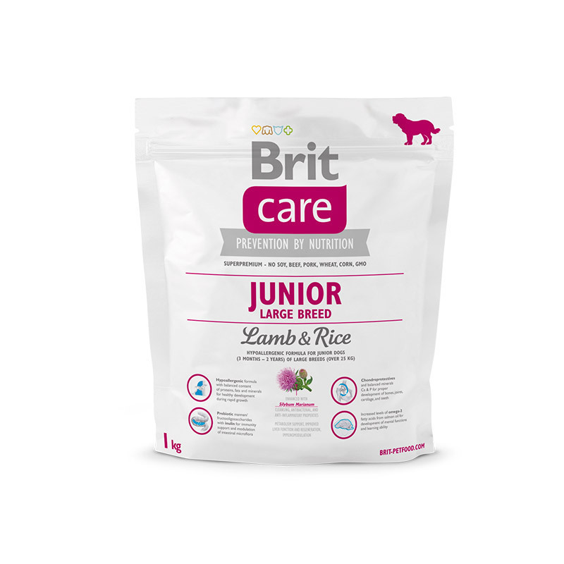 Care Junior Large Breed для щенков крупных пород, ягненок с рисом, Brit