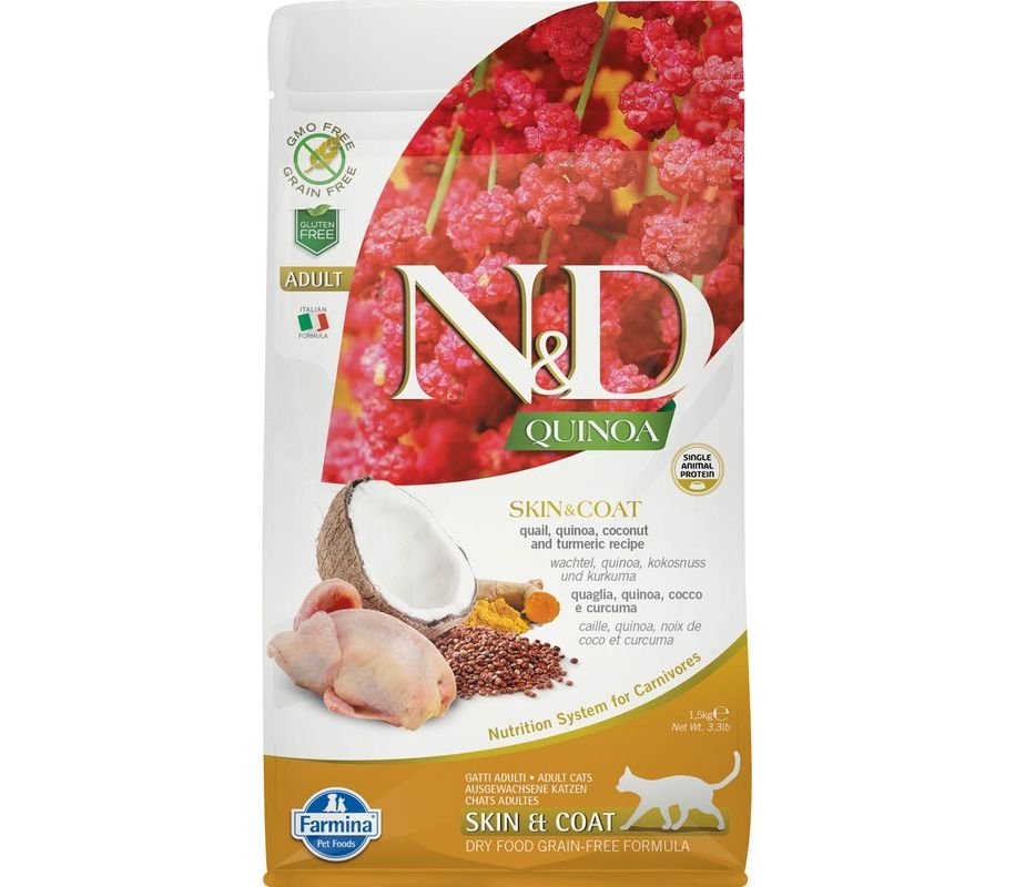 Farmina N&D Quinoa Skin&Coat Adult Корм сухой для кошек Перепёлка уход за кожей и шерстью