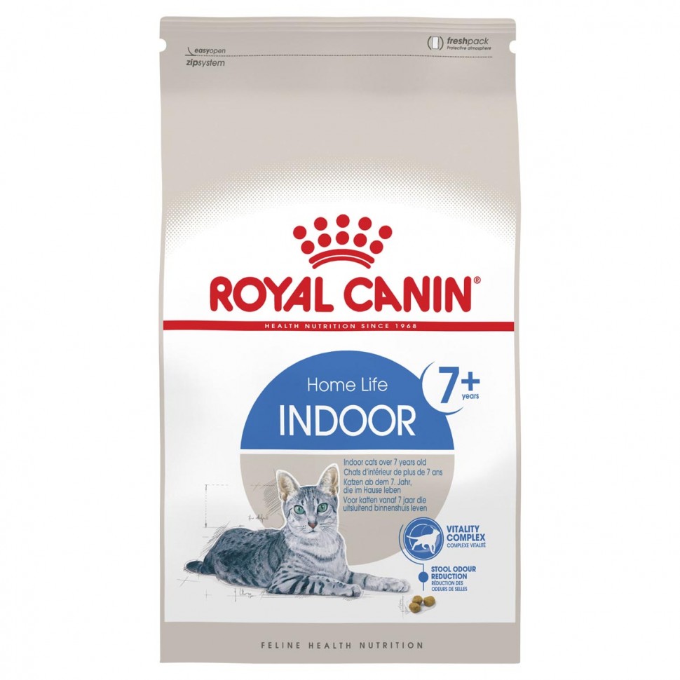 Indoor 7+ корм для пожилых домашних кошек старше 7 лет, Royal Canin от зоомагазина Дино Зоо