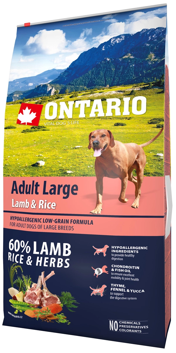Ontario корм сухой Dog Adult Large Lamb & Rice низкозерновой для взрослых собак крупных пород с ягненком и рисом от зоомагазина Дино Зоо