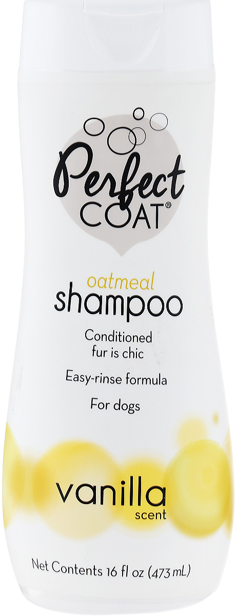 Шампунь для собак Perfect Coat "Natural Oatmeal", овсяный, успокаивающий для кожи, с ароматом ванили, 8in1