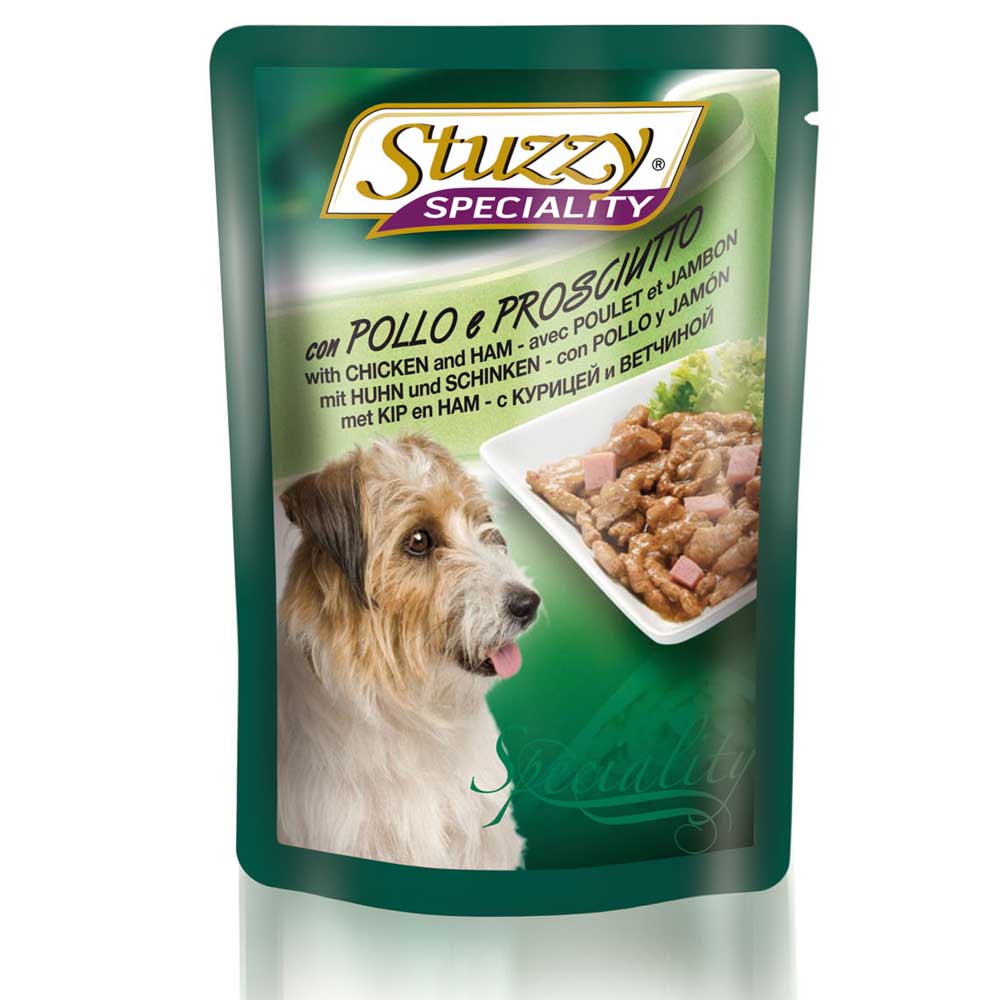STUZZY SPECIALITY DOG 100гр консервы для собак с курицей и ветчиной от зоомагазина Дино Зоо